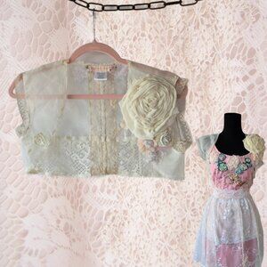 Handmade Rose Bolero Shrug Rose Lace Embroidered Fairycore Romantic Style